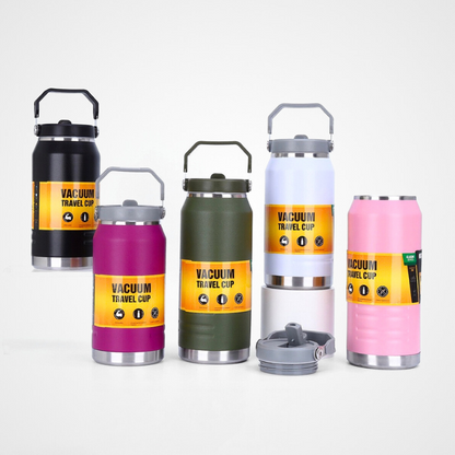 Stainless Steel Large Capacity Insulated Cup Outdoor Portable Sports Double Wall Vacuum Space Kettle with Handle