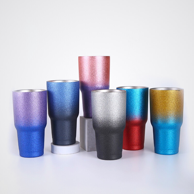 30oz Stainless Steel Powder Coating Glitter Tumbler Vacuum Beer Mug