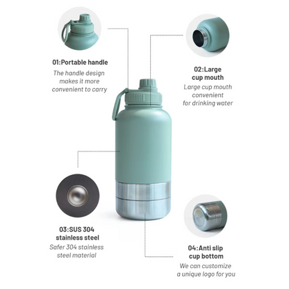 3 in 1 Style Portable Stainless Steel Pet Outdoor Travel Drinking Insulated Dog Water Bottle