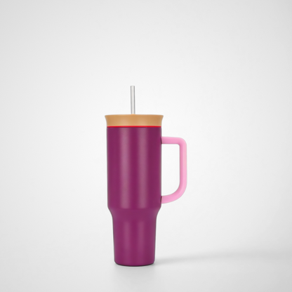 40oz Leak Proof Stainless Steel Tumbler With Handle Lid Vacuum Insulated Travel Mug