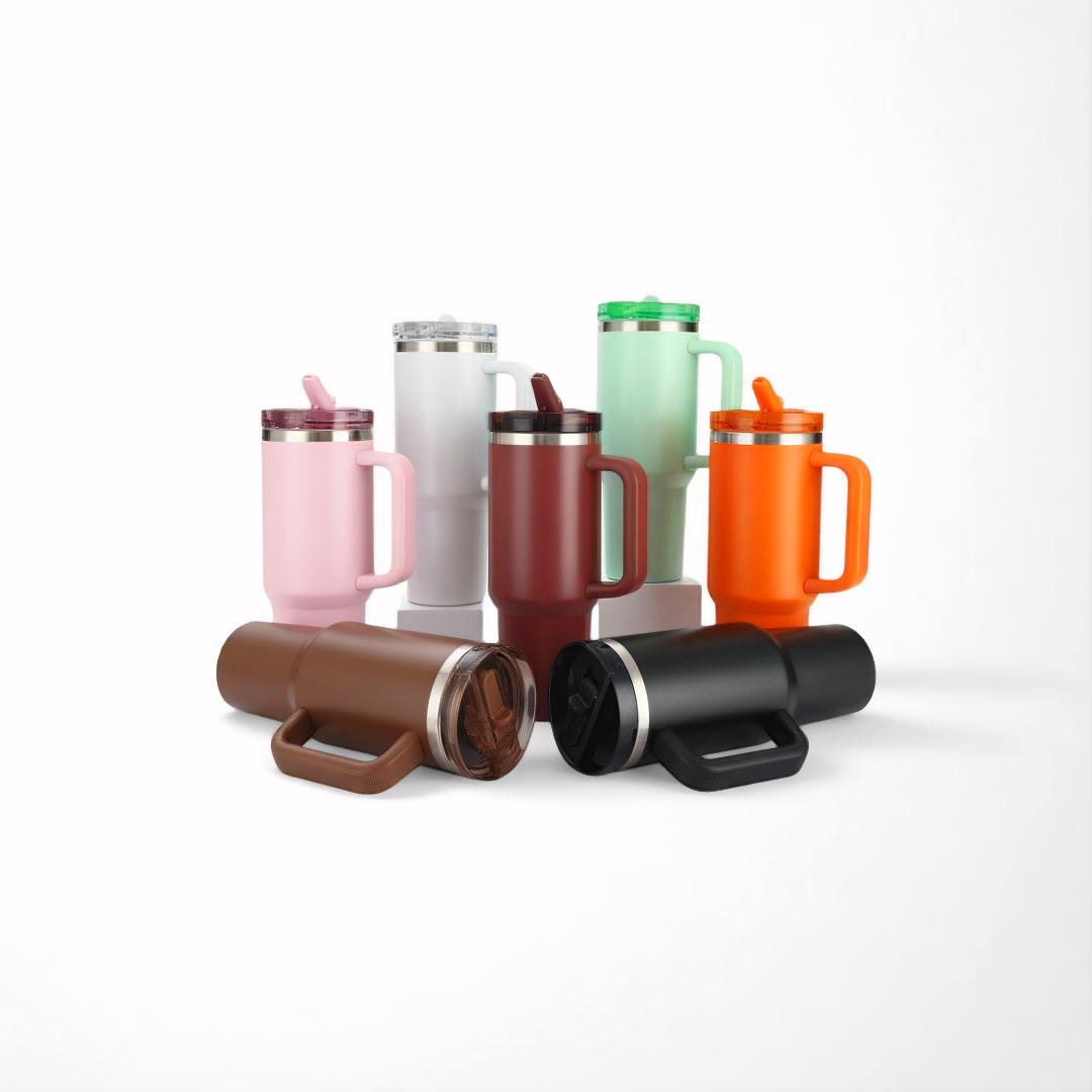 Stainless Steel 40oz Tumbler With Handle & Flip Straw Lid