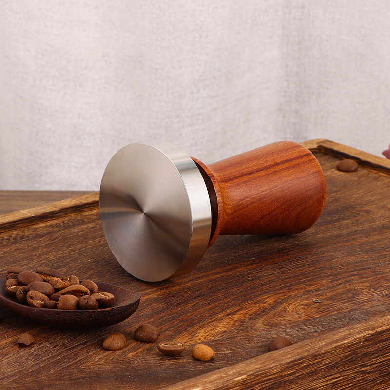 Flat Espresso Tamper with Dual-Head Wood Handle
