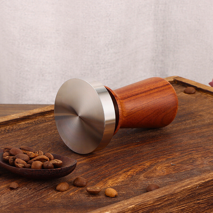 Flat Espresso Tamper with Dual-Head Wood Handle