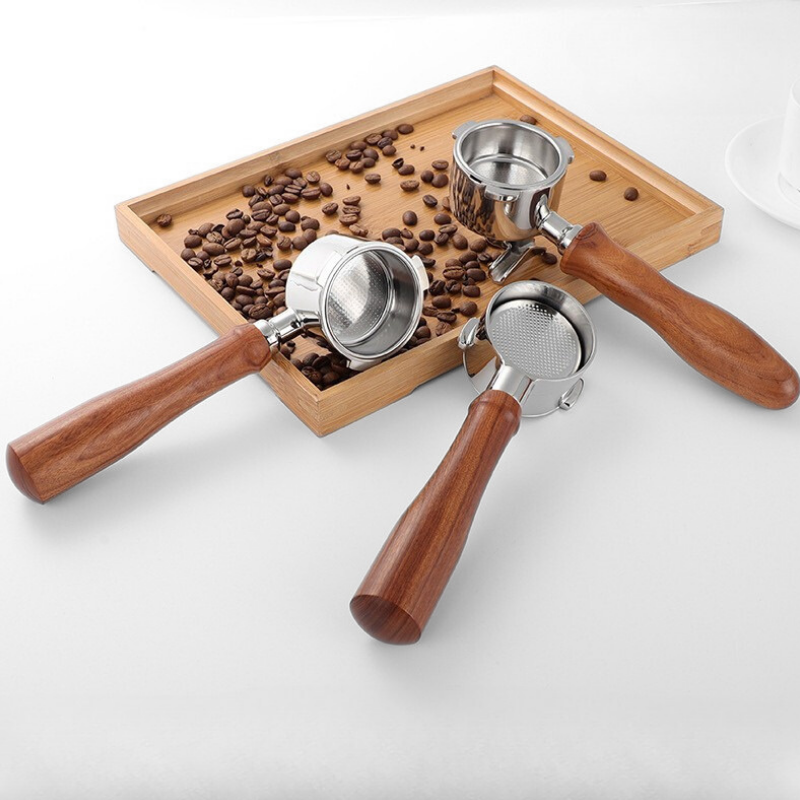 Bottomless Coffee Portafilter with Wood Handle