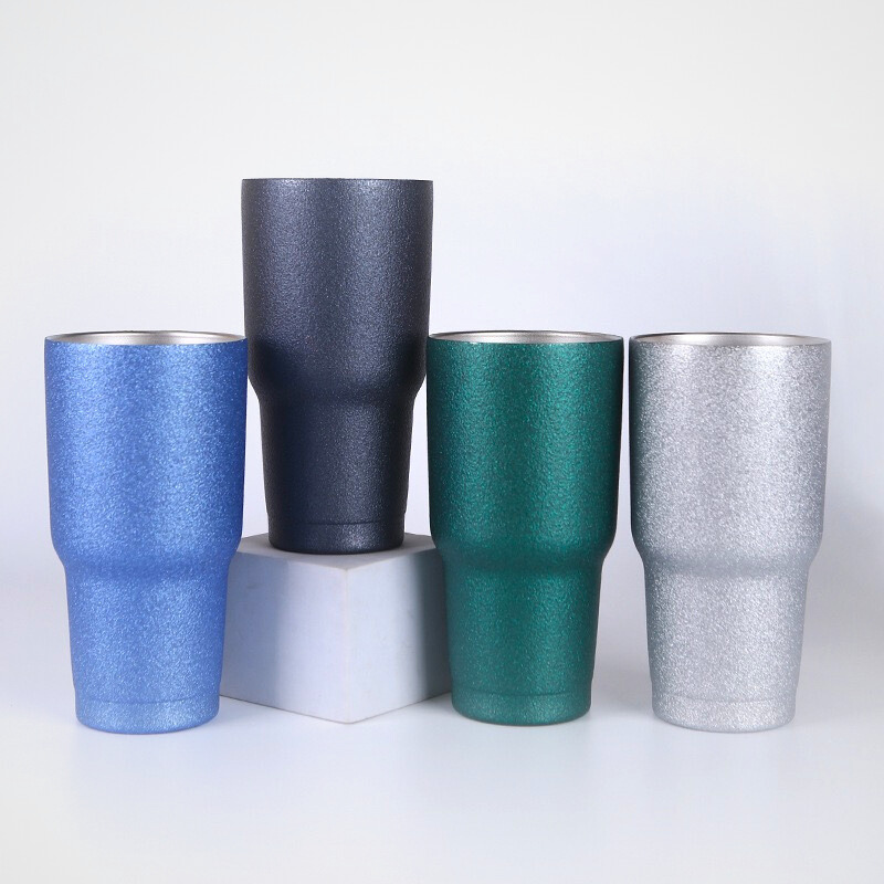 30oz Stainless Steel Powder Coating Glitter Tumbler Vacuum Beer Mug