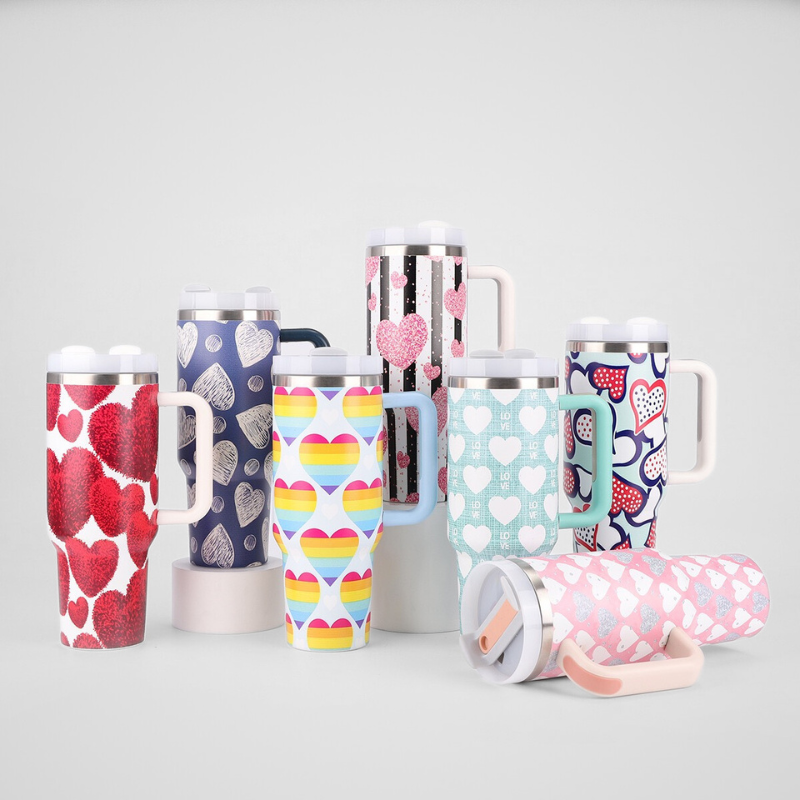 40oz Cup Portable Printed Car Cup With Handle Large Capacity Ice Bully Cup