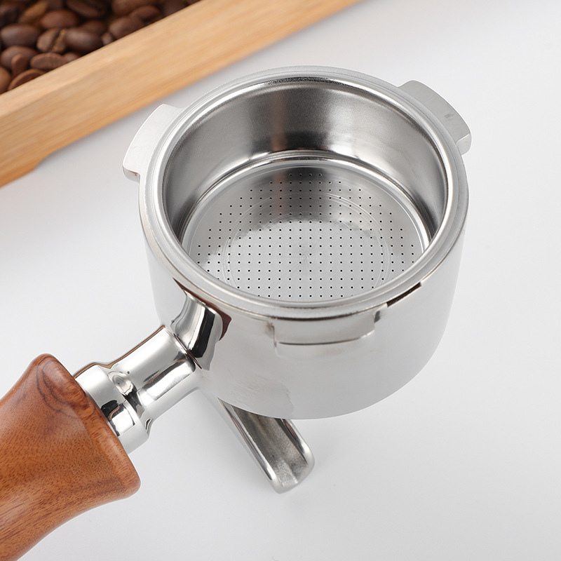 Bottomless Coffee Portafilter with Wood Handle