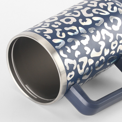 40oz Holographic Leopard Tumbler with Handle