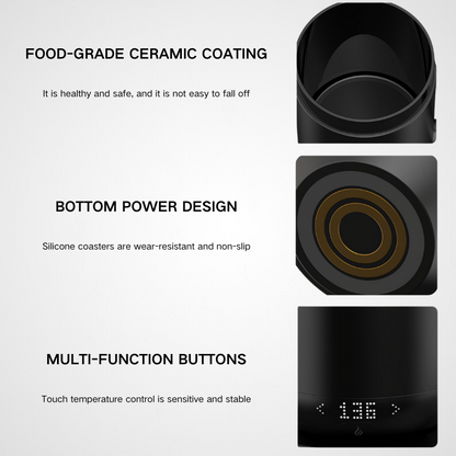 16oz Wireless Warmer Coaster Pad Heated Temperature Control Display Smart Car Cup Stainless steel Travel Coffee Ceramic Mugs