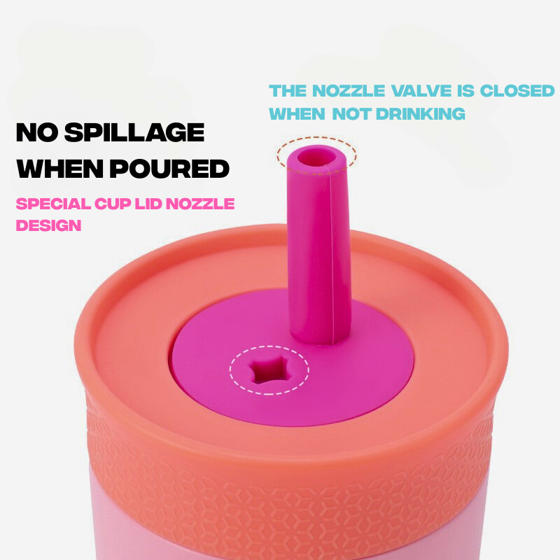 Kids Insulation Stainless Steel Tumbler with Spill Resistant Flexible Straw