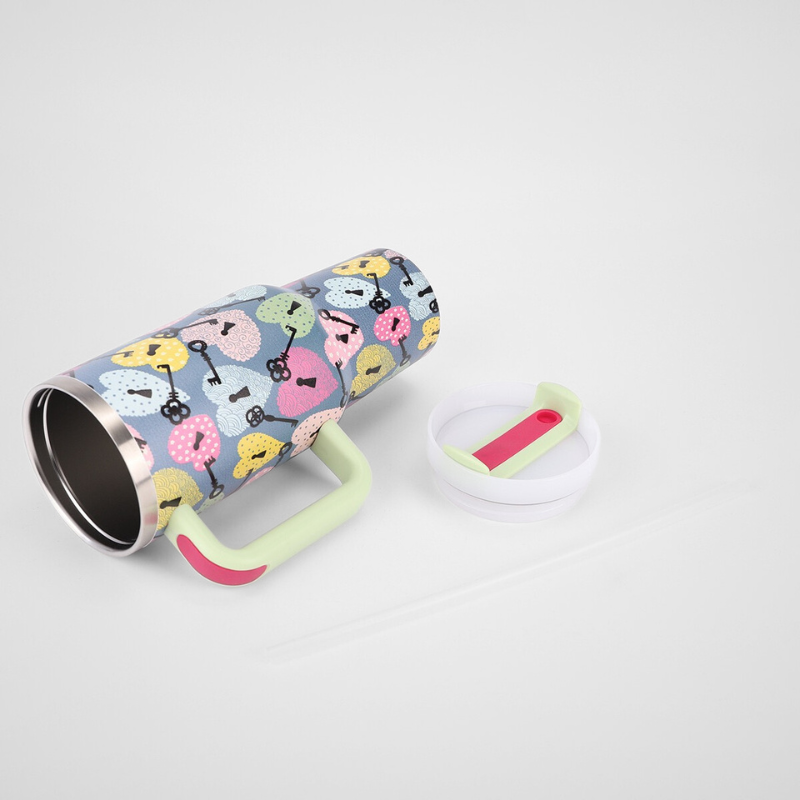 40oz Cup Portable Printed Car Cup With Handle Large Capacity Ice Bully Cup