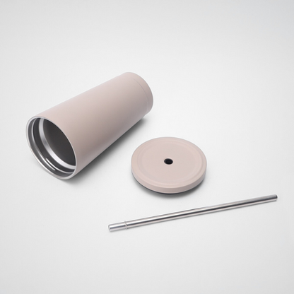 Stainless Steel Double Walled Vacuum Reusable Water Tumbler With Straw