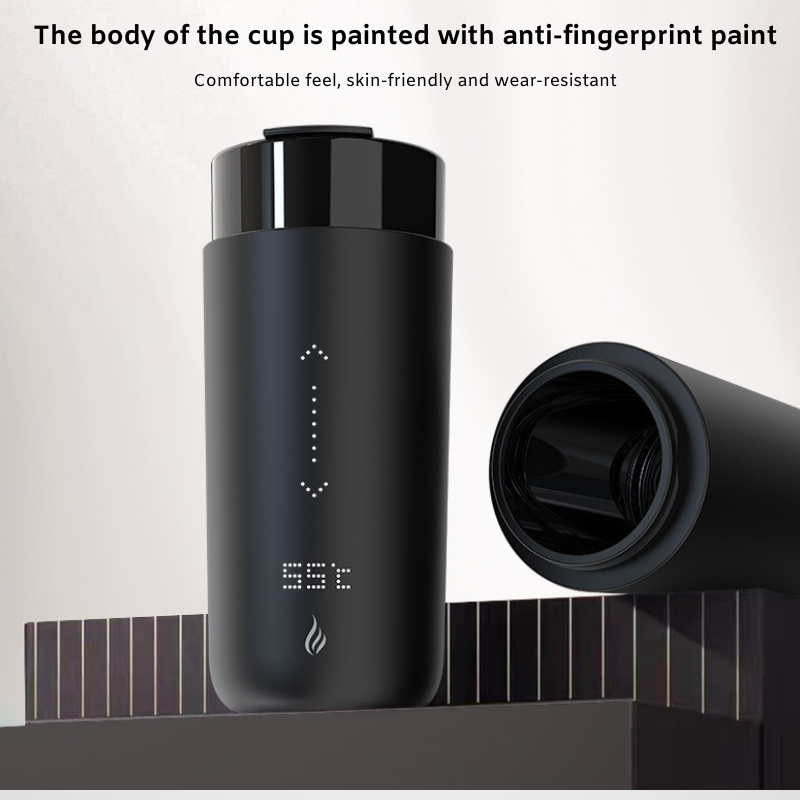 Temperature Control Heated Coffee Mug Smart Self Travel Mug with App Controlled Warmer LED Display Wireless Charger Base