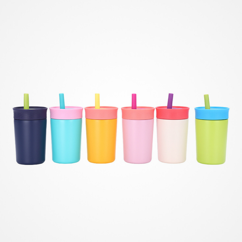 Kids Insulation Stainless Steel Tumbler with Spill Resistant Flexible Straw