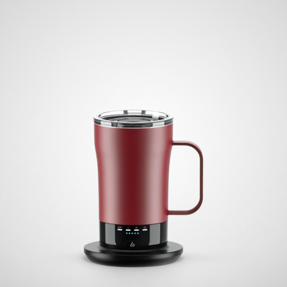 Temperature Control Heated Travel Mug Smart Self Heating Coffee Mug with App Controlled LED Display and Wireless Combo Charger