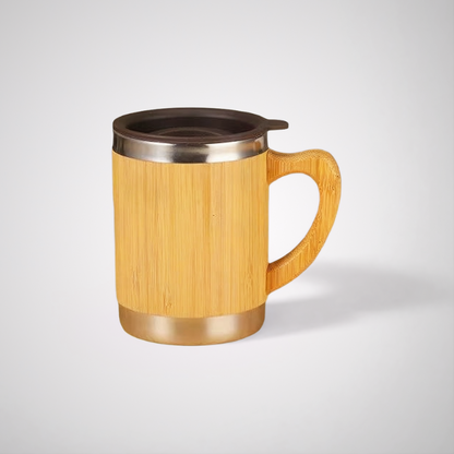 Portable Stainless Steel Bamboo Mugs with Handle