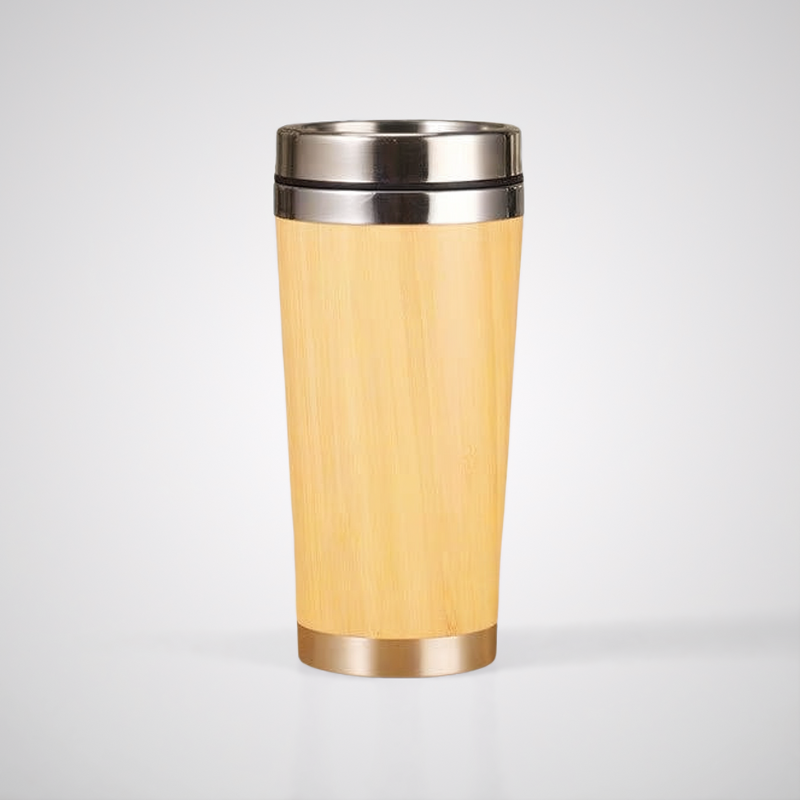 Portable Stainless Steel Bamboo Mugs with Handle