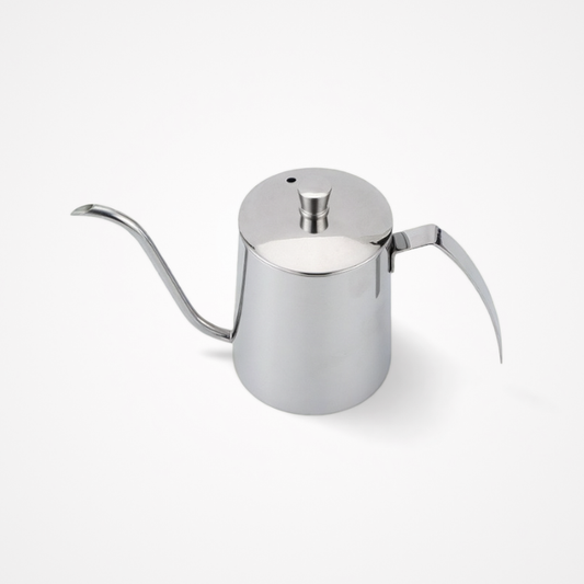 Silver Gooseneck Hand Brewed Coffee Pot With Lid