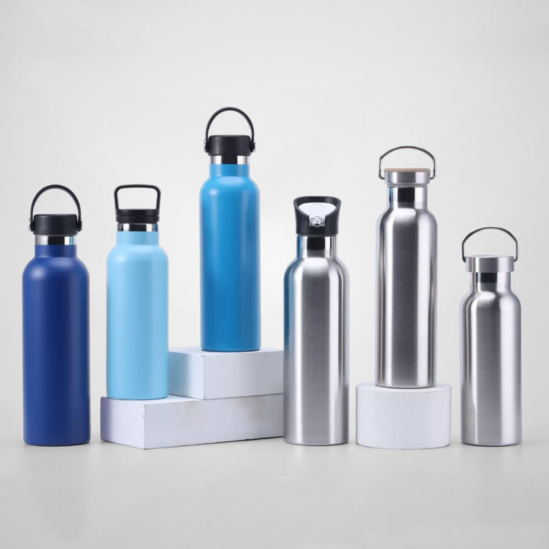 Sport Water Bottle Double Wall Thermos Vacuum Flask With Lid of Handle