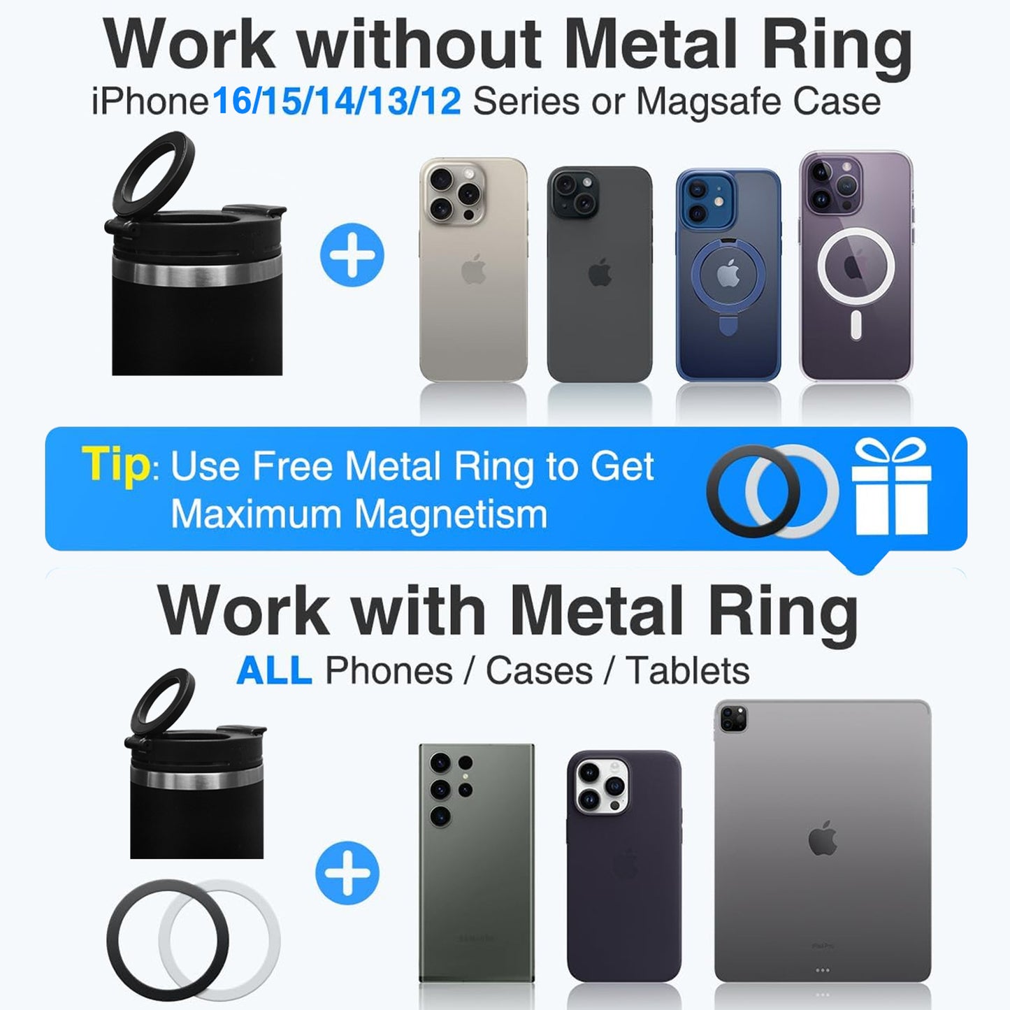 Magnetic Phone Holder Travel Tumbler