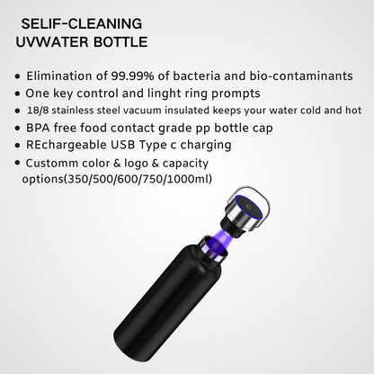 UV Self-cleaning Smart Water Bottle Insulated Water Bottle with Handle