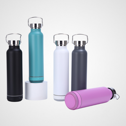 Water Bottle with Rechargeable Speaker Steel Double Wall Design Lights
