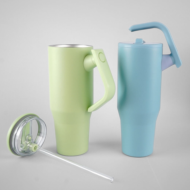 40oz Stainless Steel Car Cup Rotating Handle Large Capacity Insulated Outdoor Sports Bottle