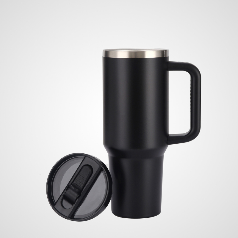 Stainless Steel 40oz Tumbler With Handle & Flip Straw Lid