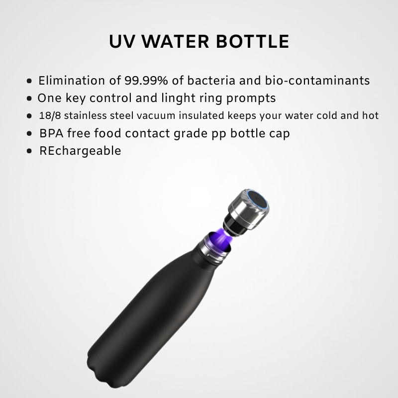New Style Stainless Steel Insulated Smart Vacuum Thermos UV Light Water Bottle